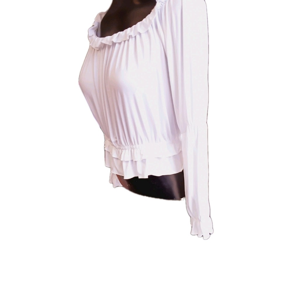White Off The Shoulder Coquette Blouse With Ruffles Size Small Fairycore Peasant